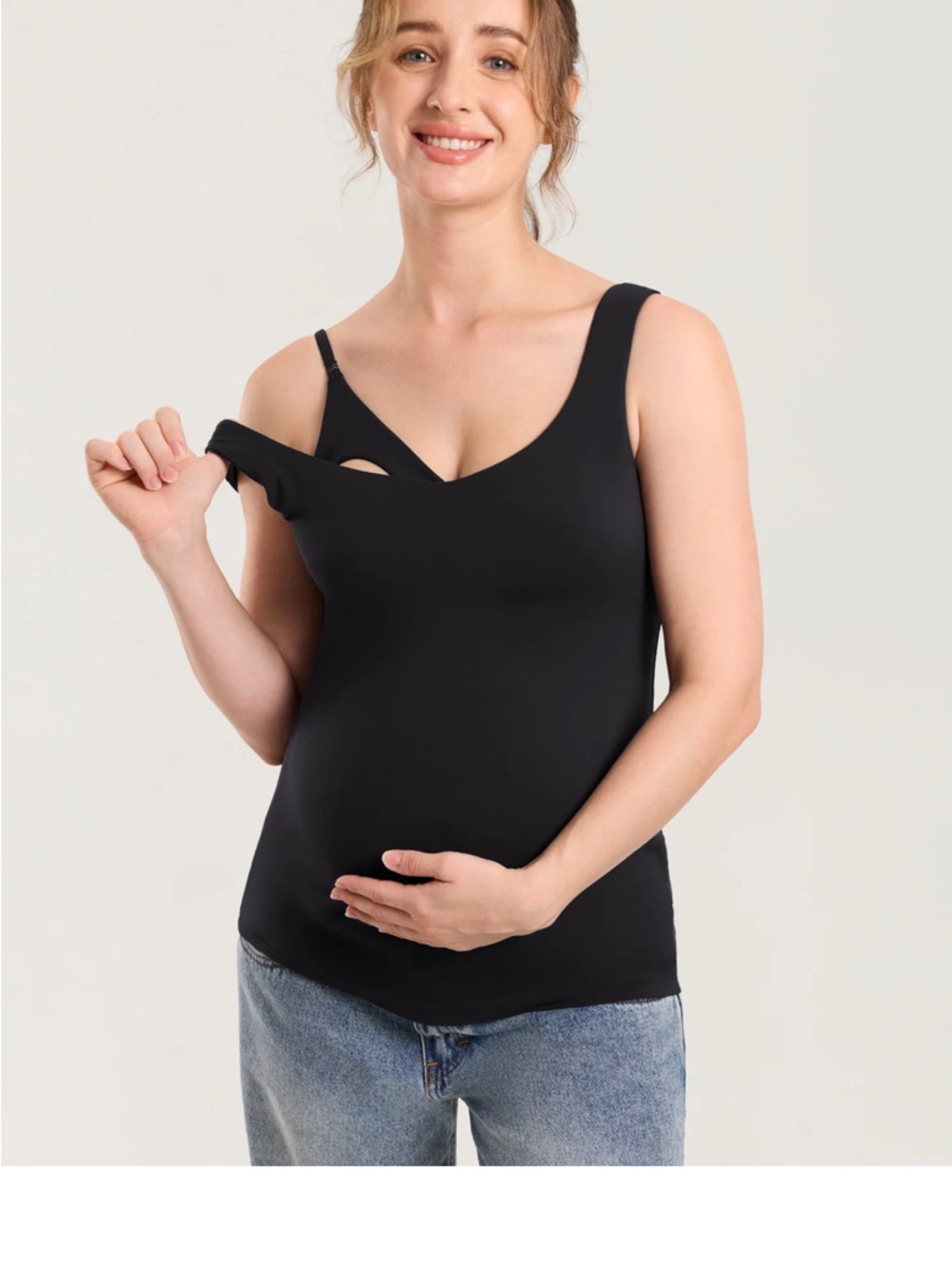 NWT Mombasa Nursing Tank Top Black Small S Hidden Breastfeeding Access Pull Down